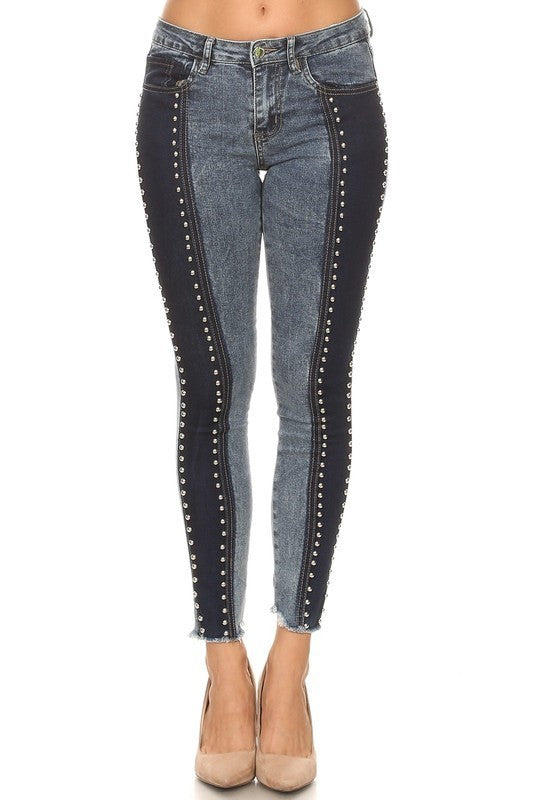 Stud & Black Contrast Skinny Jeans