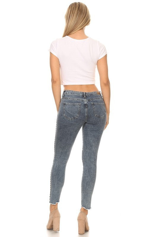 Stud & Black Contrast Skinny Jeans