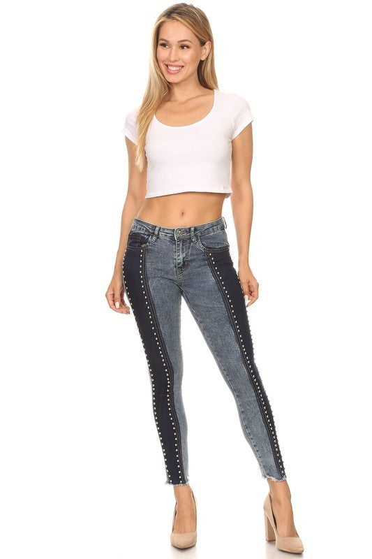 Stud & Black Contrast Skinny Jeans