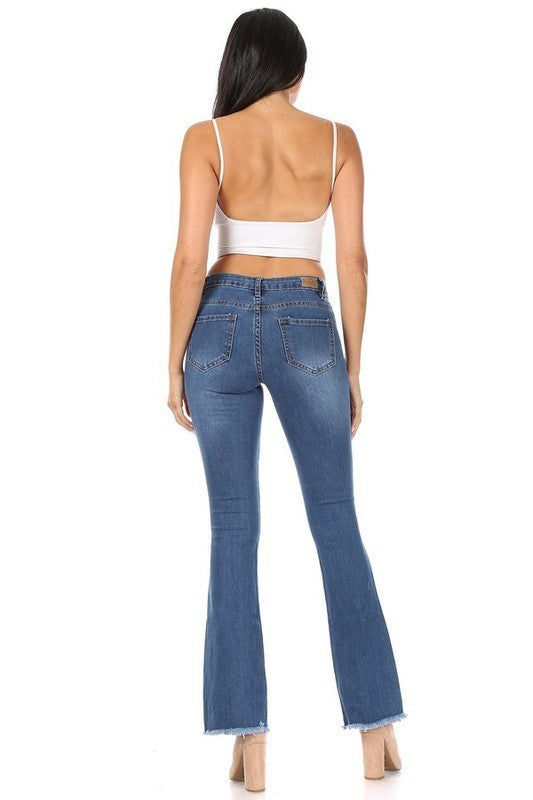 Ripped Lace Hem Jeans