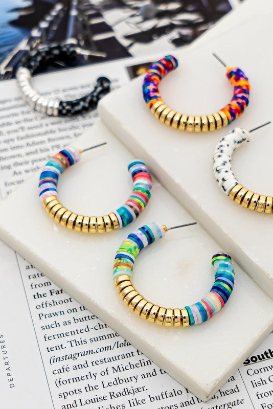 Polymer Bead Hoop Earrings