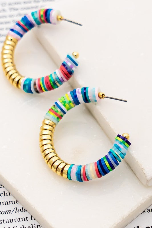 Polymer Bead Hoop Earrings