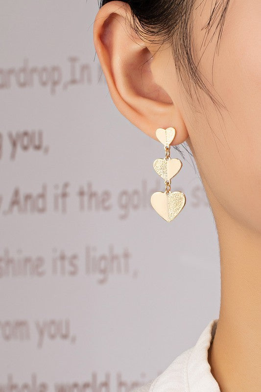 Graduate Size Heart Drop Earrings.