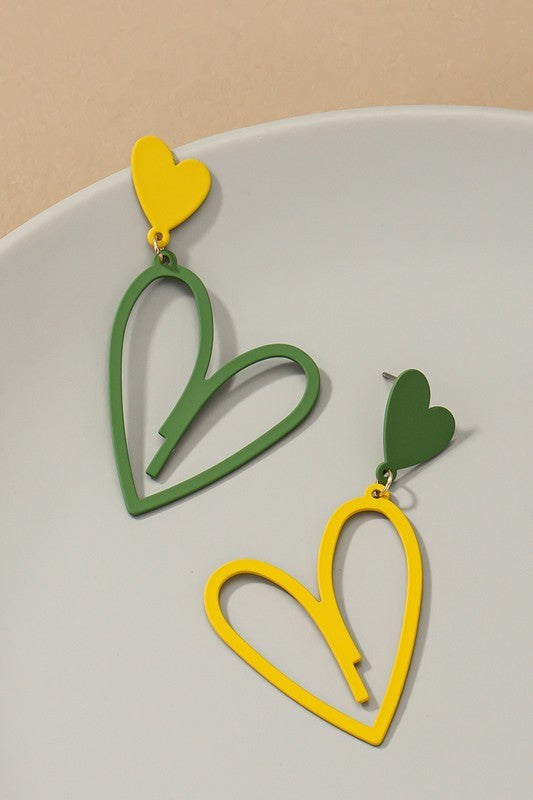 Heart Drop Earrings (Pick Color)