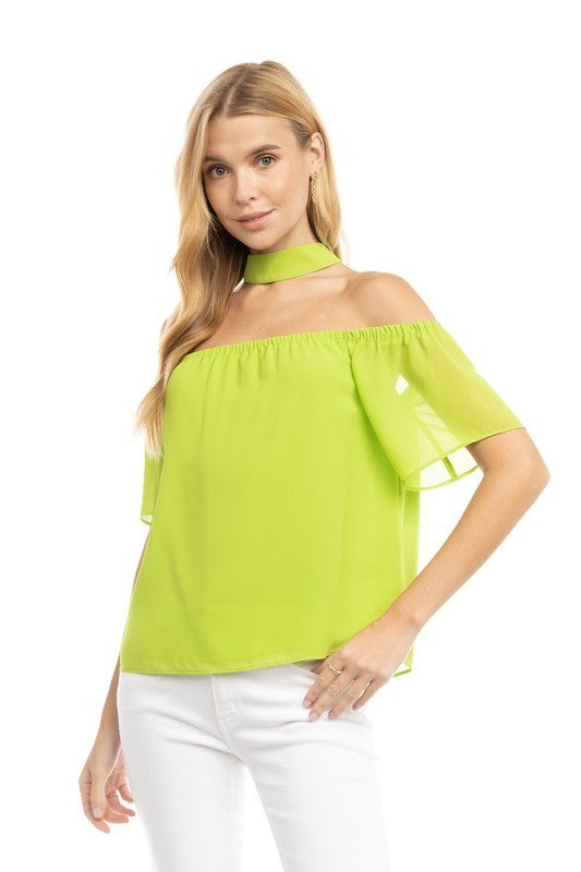Off Shoulder Choker Top (Pick Color)