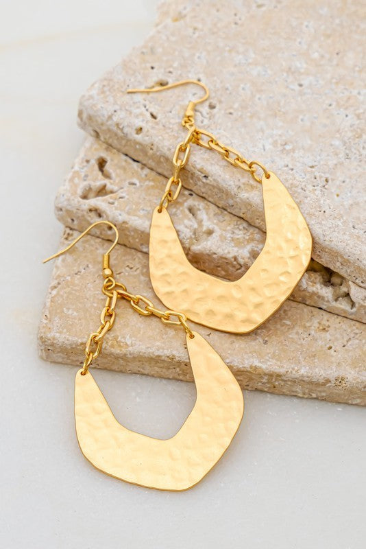 Hammered U Shape Drop Earrings