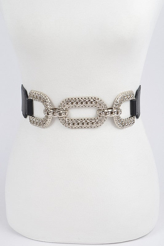 Metal Linked Buckle Elastic Belt (Pick Color)