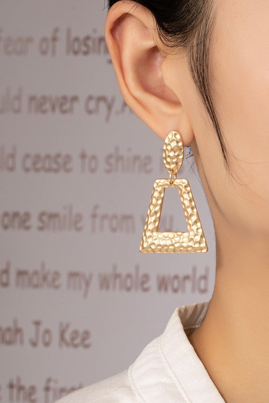 Hammered Trapezoid Drop Earrings