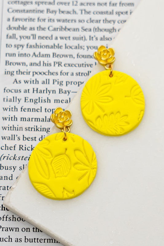 Polymer Clay Flower Stenciled Earrings