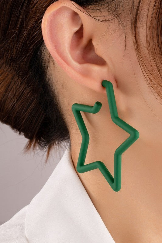 Rubber Coated Star Earrings (Pick Color)