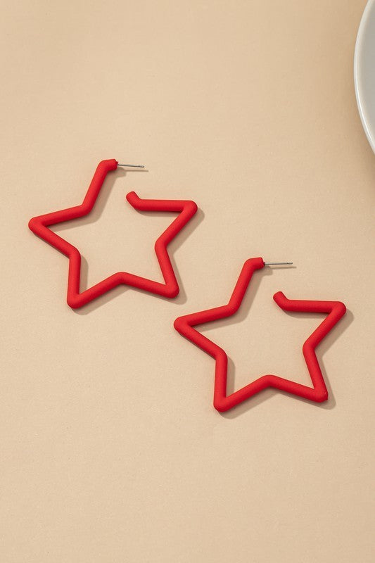 Rubber Coated Star Earrings (Pick Color)
