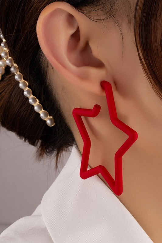 Rubber Coated Star Earrings (Pick Color)