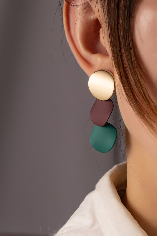Linear Circle Drop Earrings