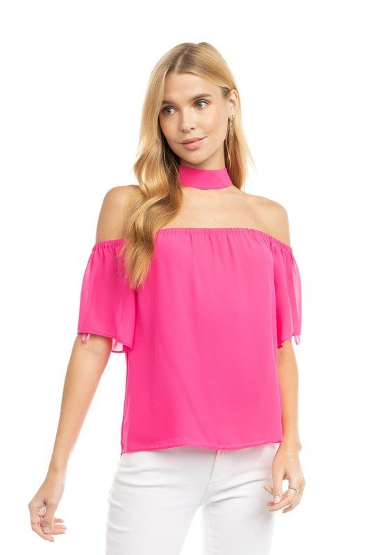 Off Shoulder Choker Top (Pick Color)