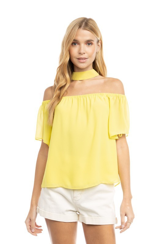 Off Shoulder Choker Top (Pick Color)