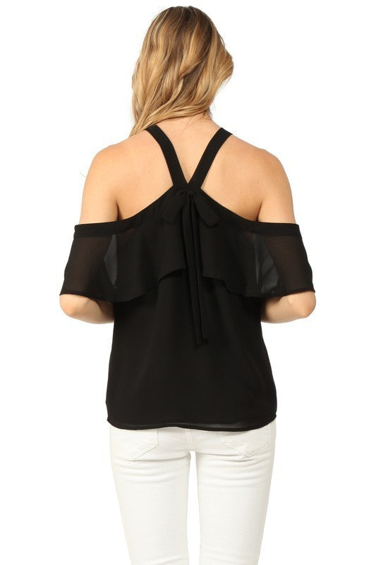 Off Shoulder Blouse with Tie Detail (Pick Color)