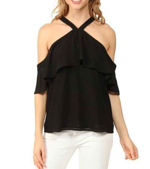 Off Shoulder Blouse with Tie Detail (Pick Color)