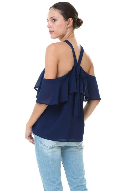 Off Shoulder Blouse with Tie Detail (Pick Color)