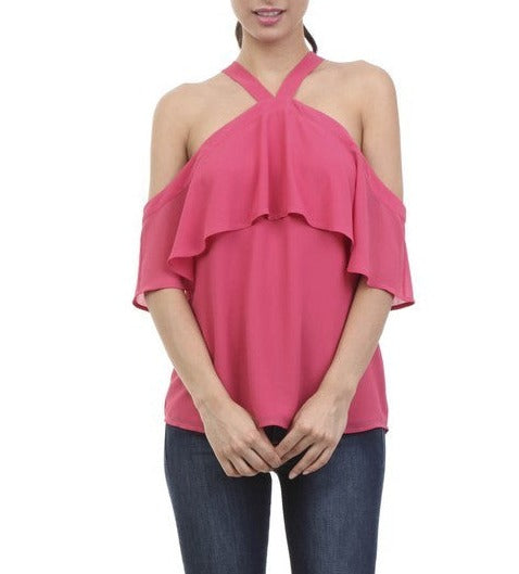 Off Shoulder Blouse with Tie Detail (Pick Color)