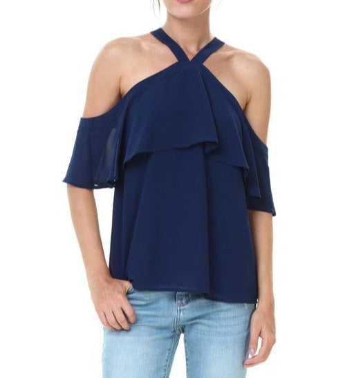 Off Shoulder Blouse with Tie Detail (Pick Color)
