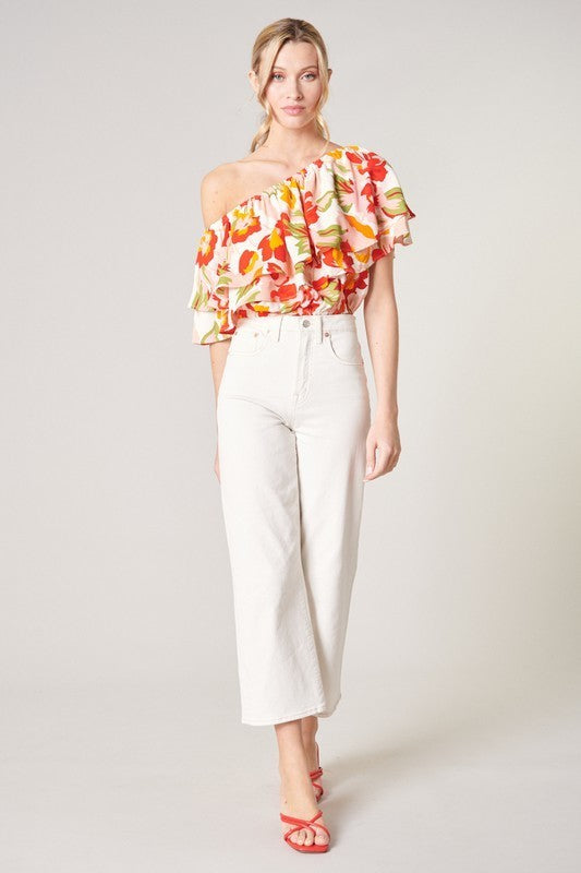 Floral Charmer One Shoulder Ruffle Top