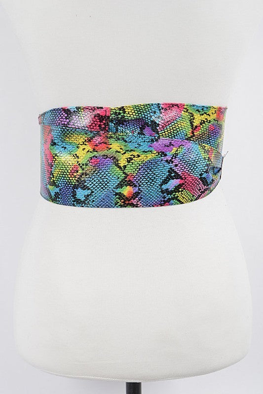 Multi Snake Print Kimono Belt