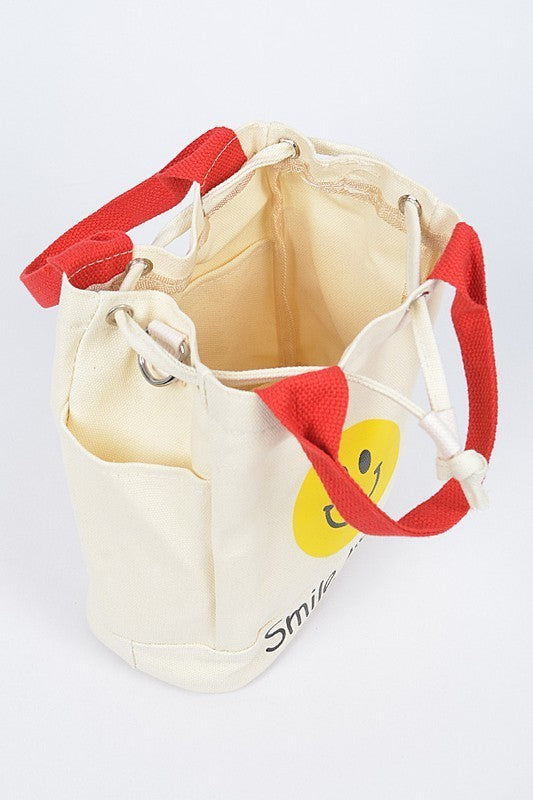 Happy Face Handle Canvas Bag