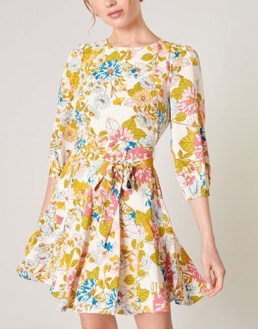 Balloom Seeve Floral Dress