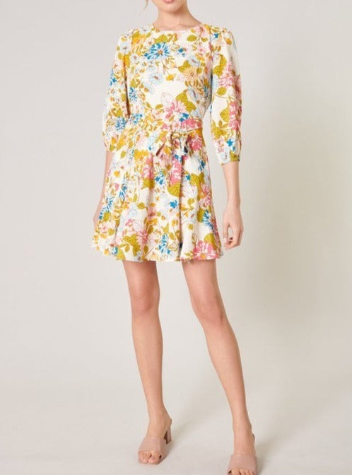 Balloom Seeve Floral Dress