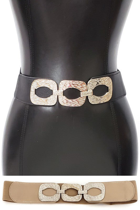 Silver Metal Buckle Elastic Belt
