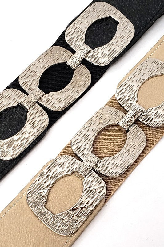 Silver Metal Buckle Elastic Belt