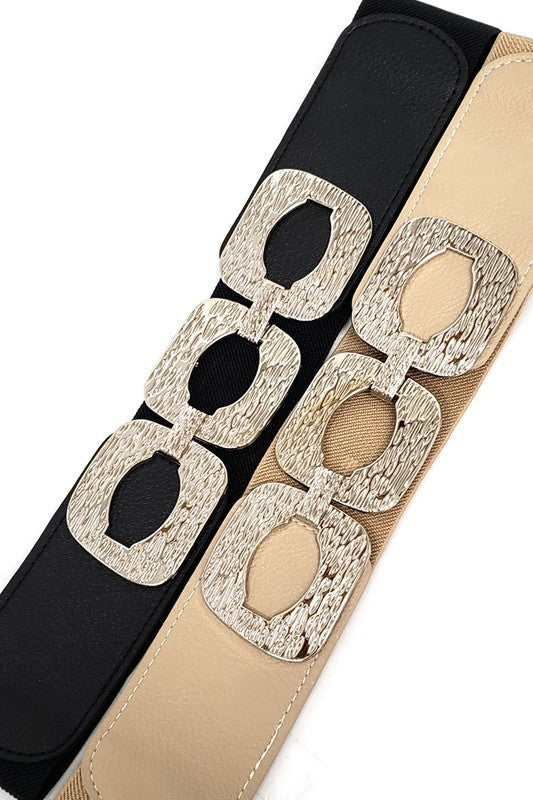 Silver Metal Buckle Elastic Belt