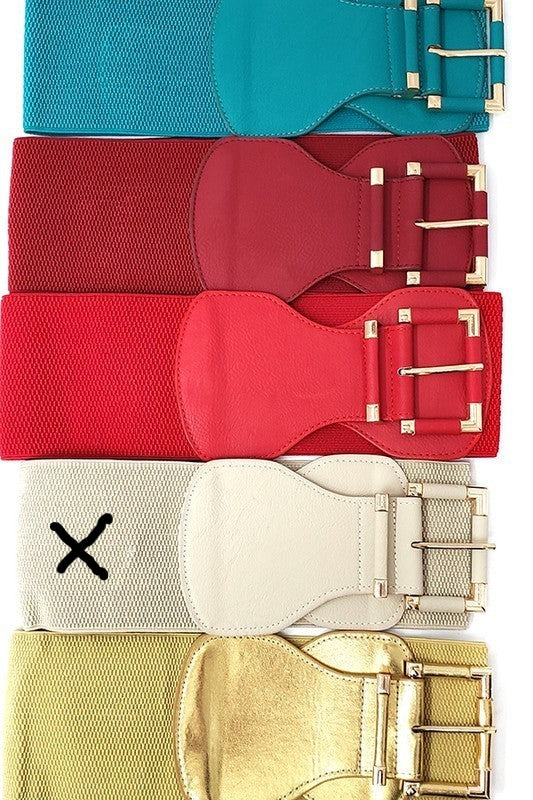 Beige Gold Metal Elastic Belt