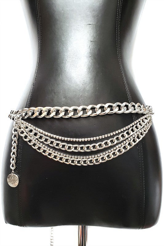 Rhinestones Layered Chain Belt (Pick Color)