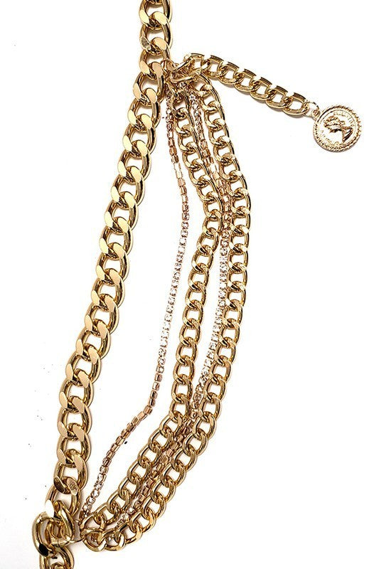 Rhinestones Layered Chain Belt (Pick Color)