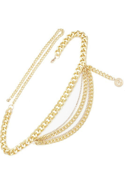 Rhinestones Layered Chain Belt (Pick Color)