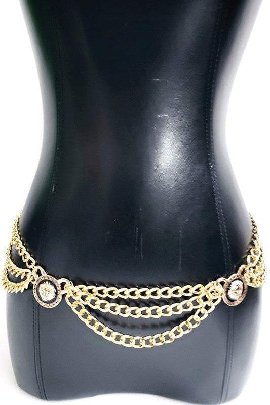 Brass Lion Metal Chain Belt