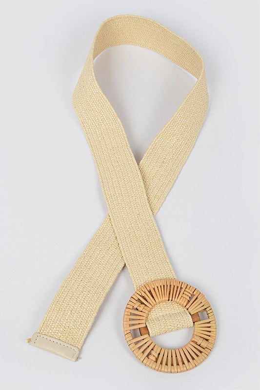 Handmade Bamboo Buckle Stretch Straw Belt (Pick)