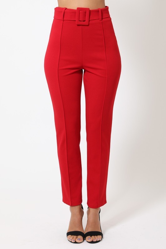 Ankle Tapered Buckle Belt Pants (Pick Color)
