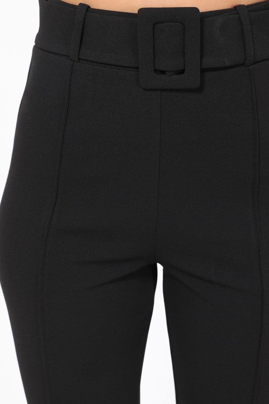 Ankle Tapered Buckle Belt Pants (Pick Color)