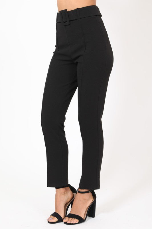 Ankle Tapered Buckle Belt Pants (Pick Color)