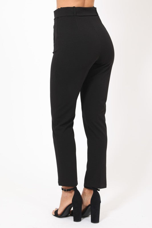Ankle Tapered Buckle Belt Pants (Pick Color)