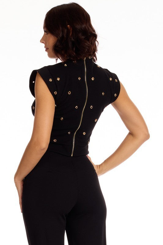Gold Eyelet Detail Top (Pick Color)
