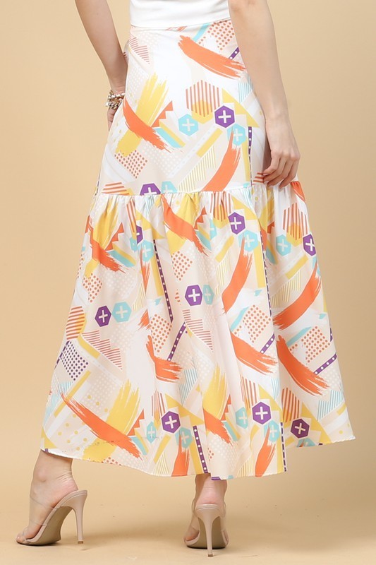 Print Wrap Maxi Skirt