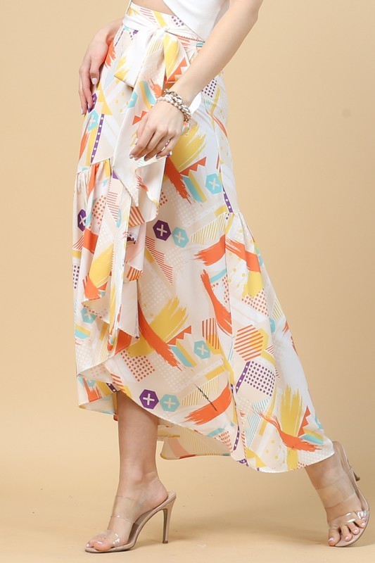 Print Wrap Maxi Skirt