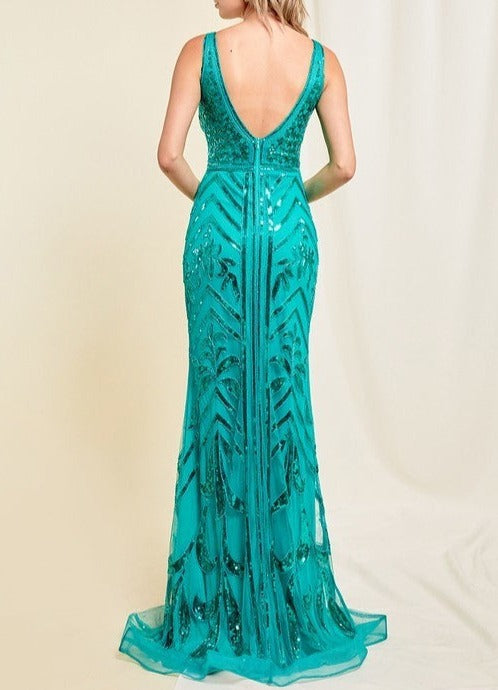 Sequin Embellishment Formal Dress