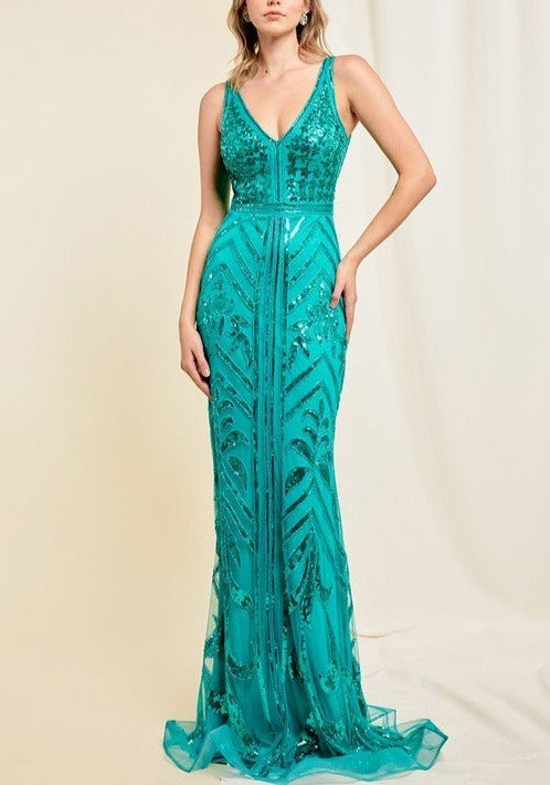 Sequin Embellishment Formal Dress