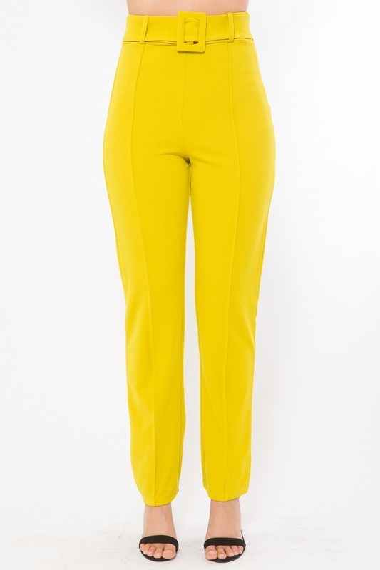 Ankle Tapered Buckle Belt Pants (Pick Color)