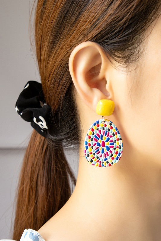 Acrylic Teardrop Mosaic Earrings