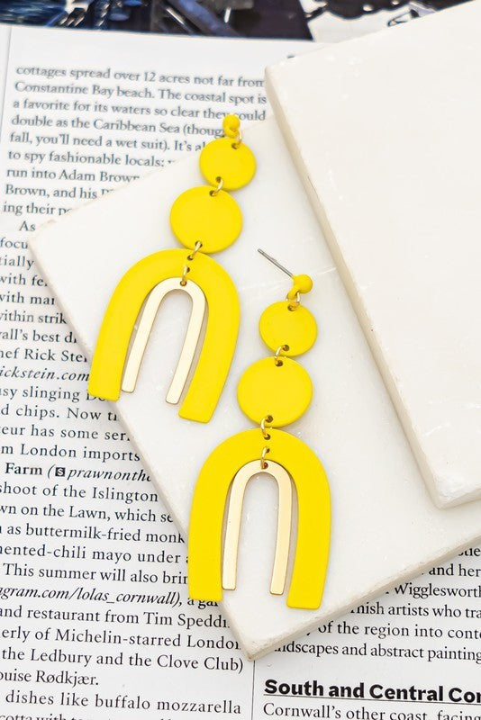 Rubber Coated Metal Horseshoe Shape Earrings (Pick Color)